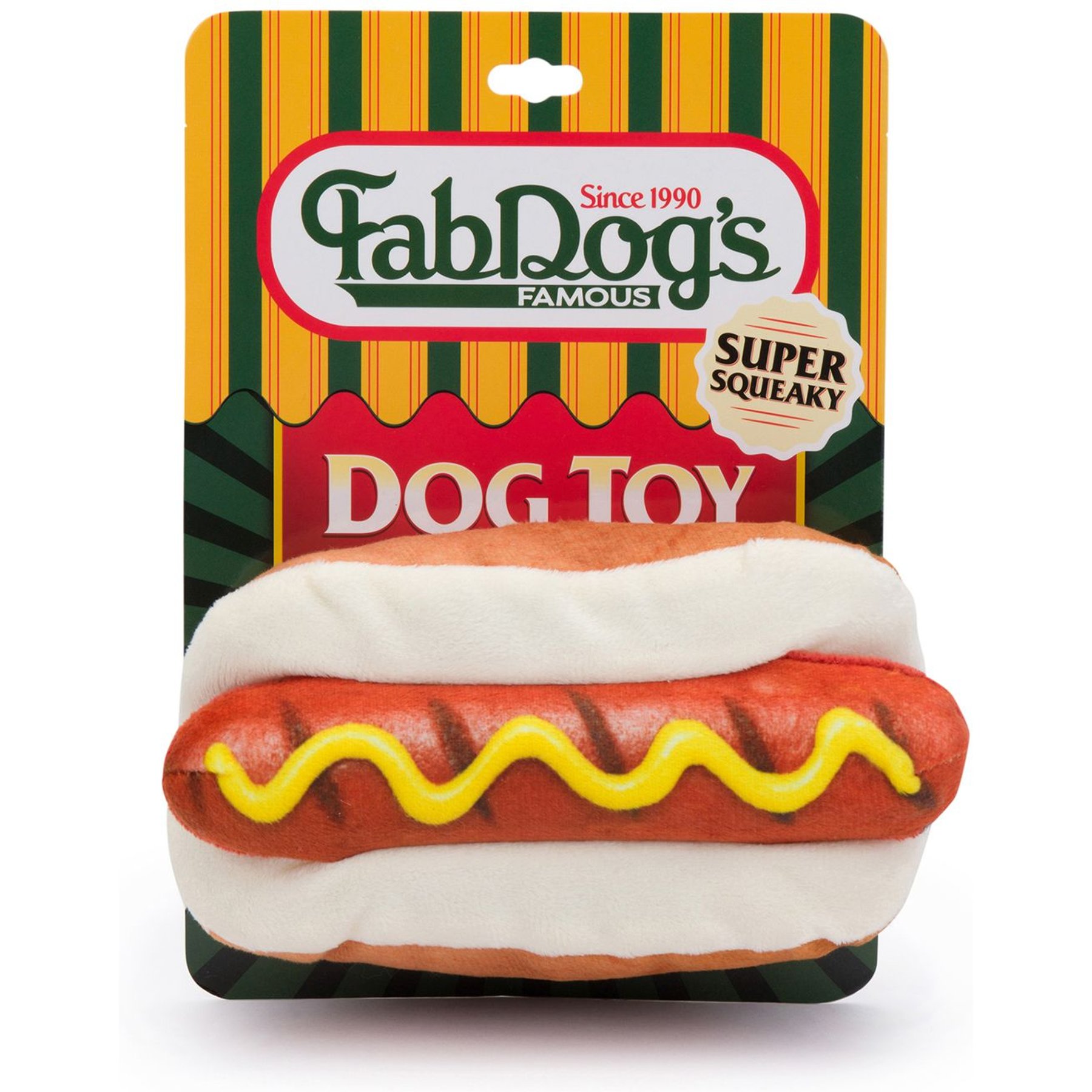 fabdog Hot Dog Squeaky Stuffing-Free Plush Dog Toy