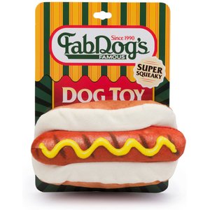 fabdog Hot Dog Squeaky Stuffing-Free Plush Dog Toy