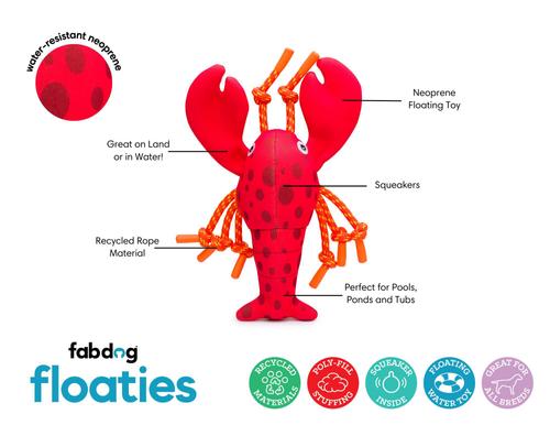Show full view: fabdog Lobster Floatie Water Outdoor Plush Dog Toy slide 2 of 5