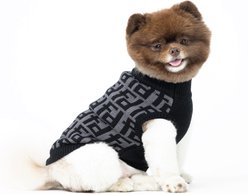 fabdog Monogram Graphic Dog Sweater, Black, 10-in