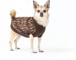 fabdog Monogram Graphic Dog Sweater, Brown, 14-in