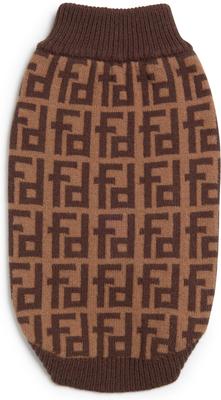 Show full view: fabdog Monogram Graphic Dog Sweater, Brown, 14-in slide 2 of 3