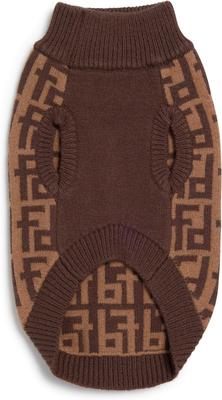 Show full view: fabdog Monogram Graphic Dog Sweater, Brown, 22-in slide 3 of 3