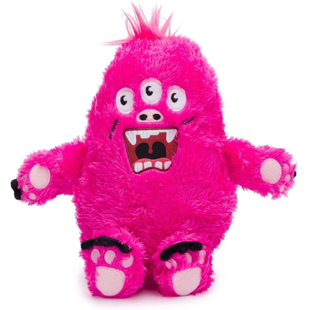 fabdog Monster Fluffy Tough Squeaky Plush Dog Toy, Pink, Large
