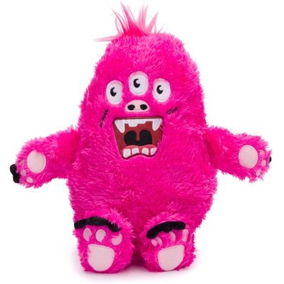 fabdog fabdog Monster Fluffy Tough Squeaky Plush Dog Toy, Pink, Large