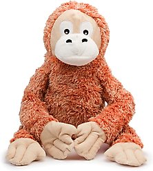 fabdog Orangutan Fluffy Tough Squeaky Plush Dog Toy, Orange, Large