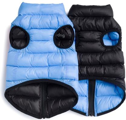 Show full view: fabdog Pack N' Go Reversible Solid Dog Puffer Coat, Powder Blue/Black, 16-in slide 3 of 5