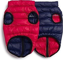 fabdog Pack N' Go Reversible Solid Dog Puffer Coat, Red/Navy, 22-in slide 2 of 3