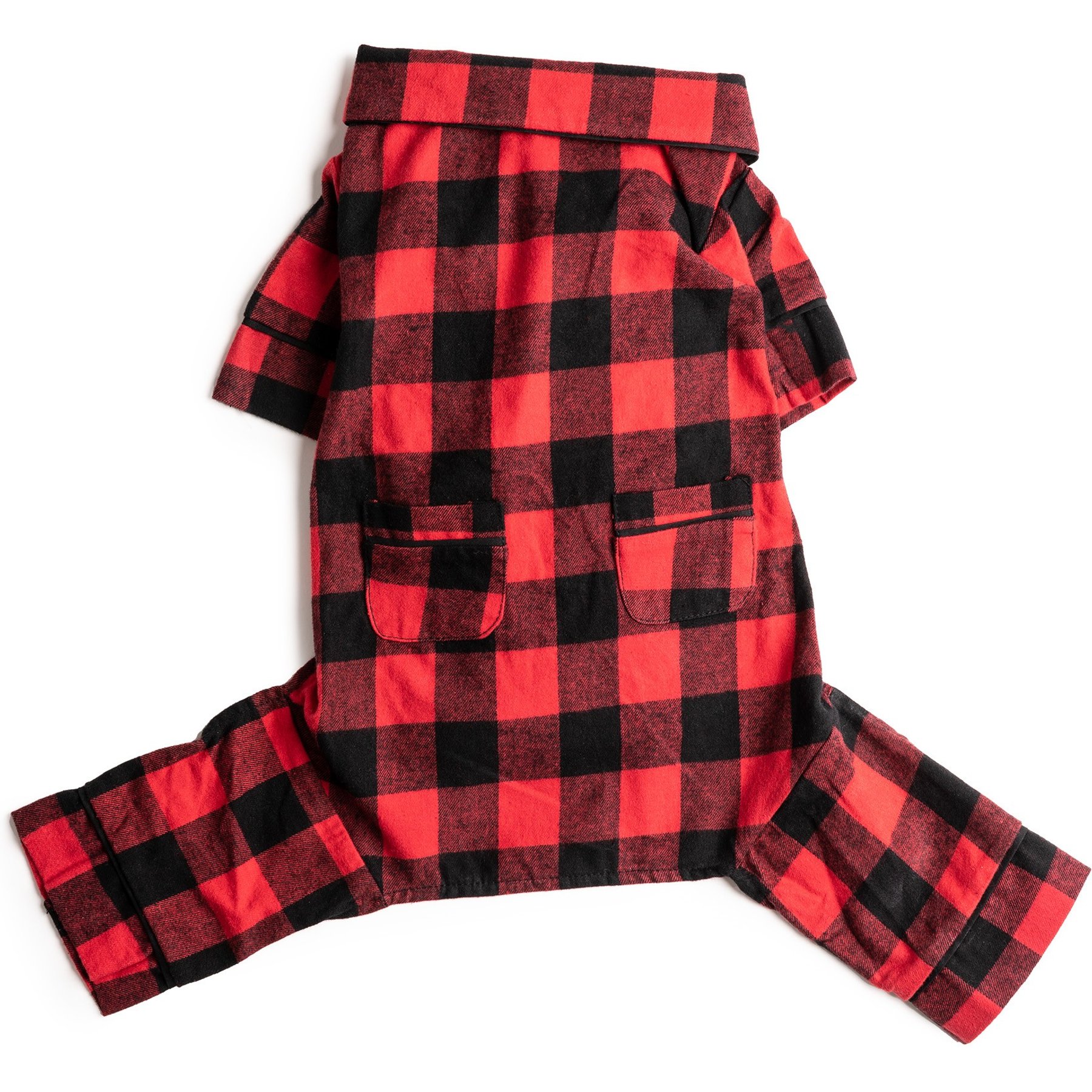 fabdog Christmas Plaid Flannel Dog Pajamas, Buffalo Check, 28-in