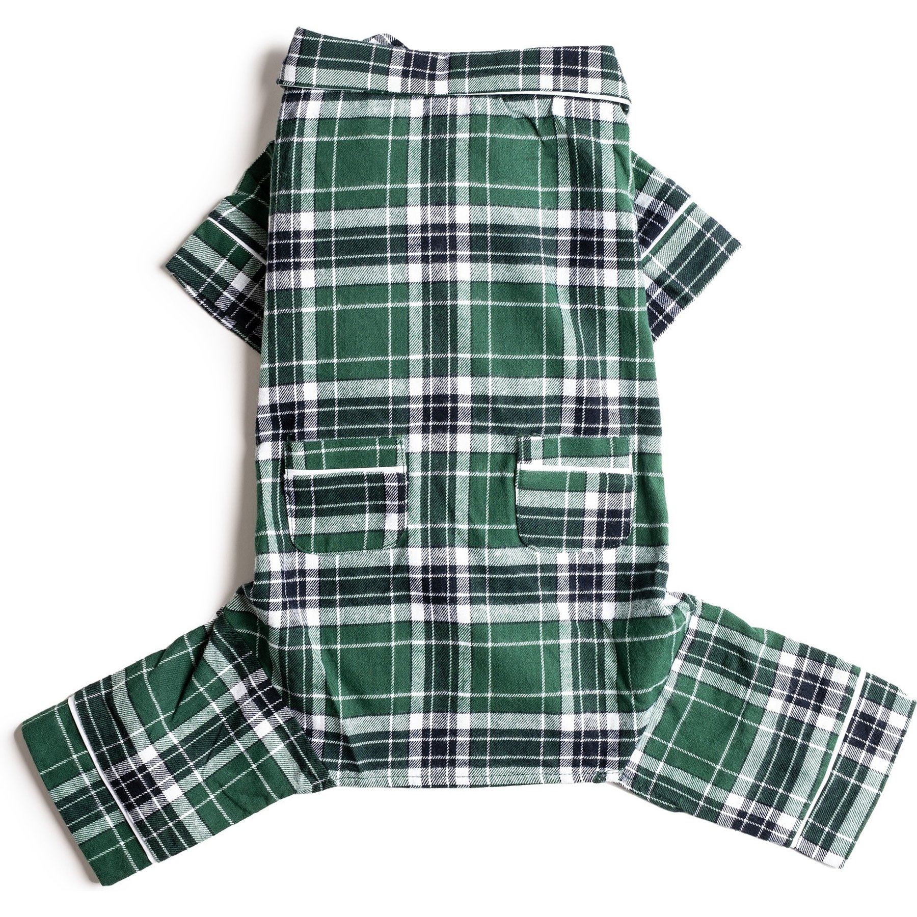 fabdog Christmas Plaid Flannel Dog Pajamas, Green, 24-in