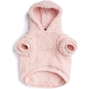 fabdog Sherpa Solid Dog Hoodie, Blush Pink, 14-in