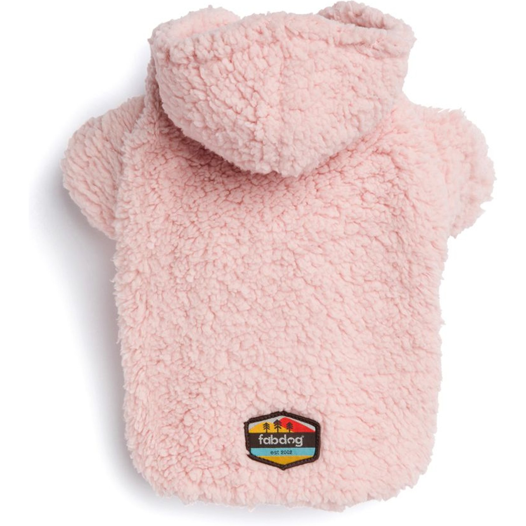 fabdog Sherpa Solid Dog Hoodie, Blush Pink, 20-in