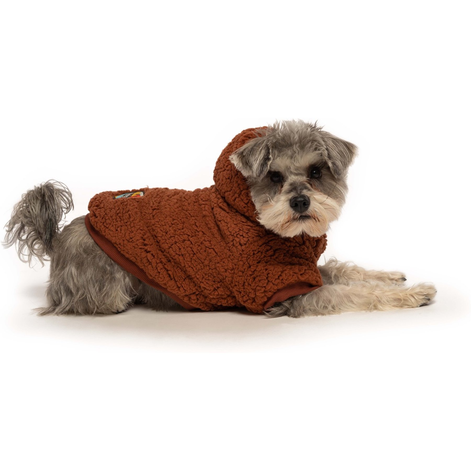 fabdog Sherpa Solid Dog Hoodie, Rust, 14-in