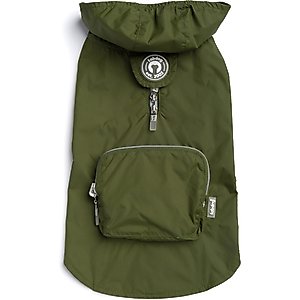 fabdog Snap N' Go Dog Raincoat, Olive, Medium