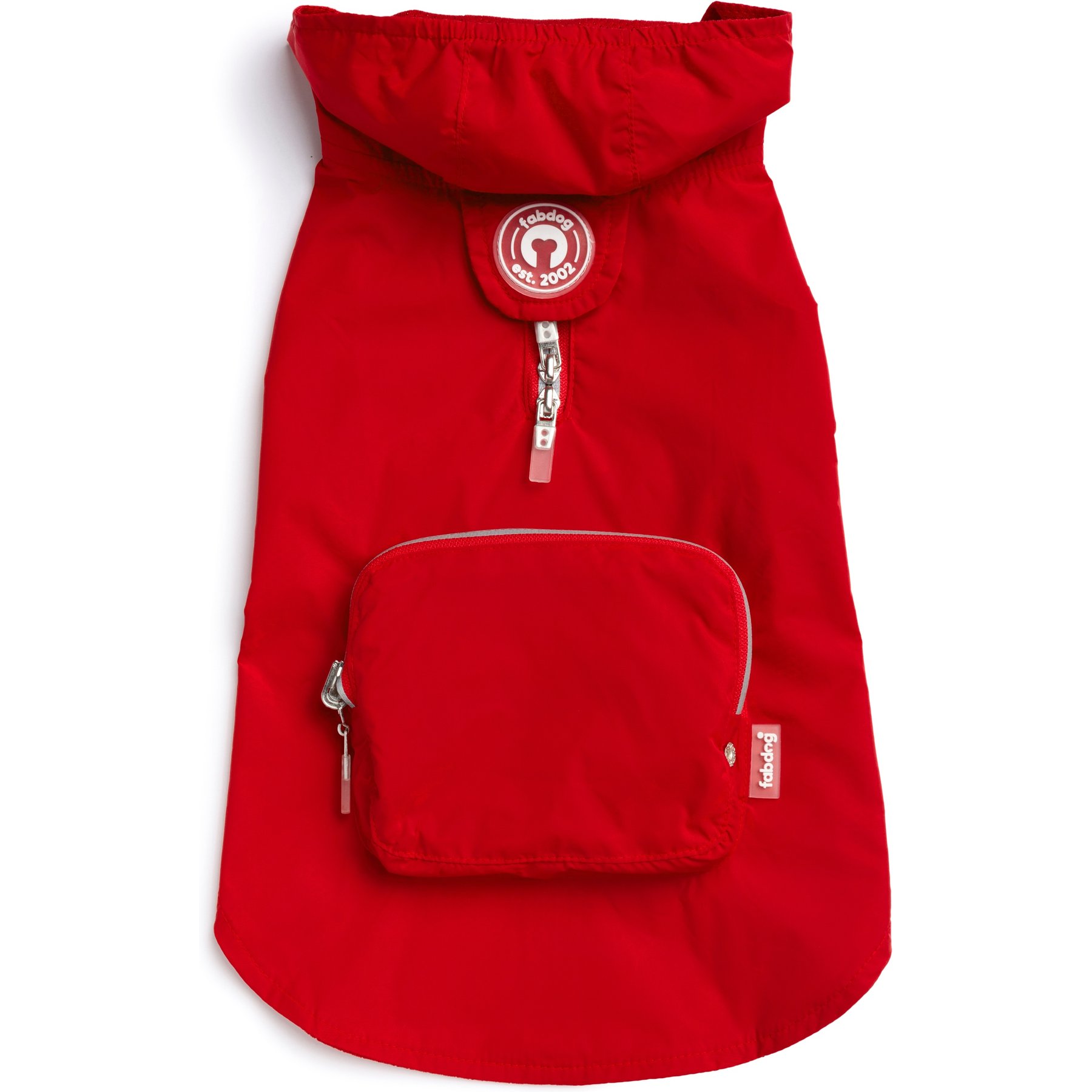 fabdog Snap N' Go Dog Raincoat, Red, Large