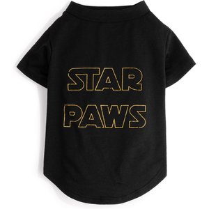 fabdog Star Paws Dog T-Shirt, Black, Large