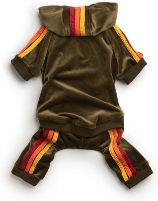 Show full view: fabdog Velour Jogger Stripes Dog Sweater, Olive, 18-in slide 2 of 5