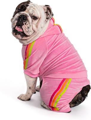Show full view: fabdog Velour Jogger Stripes Dog Sweater, Pink, 20-in slide 3 of 4