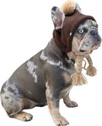 Fabulous Fido Handmade Cozy Ears Beanie with Ear Holes & Adjustable Chin Strap Dog Knit Hat, Brown, Large slide 1 of 9