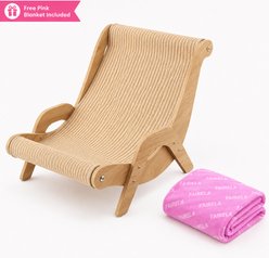 Fairela Hemp Mat Lounge Chair Dog & Cat Bed with Pink Cozy Blanket slide 2 of 9