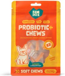 FAM Pets Probiotic+ Pumpkin, Ginger & Digestive Enzymes Soft Chews Supplement for Dogs, 30 count slide 1 of 7
