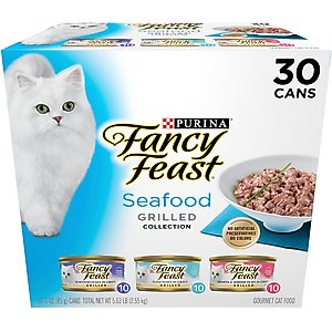 Fancy Feast Adult Grilled Seafood Feast Variety Pack in Gravy Wet Cat Food, 3-oz can, case of 30
