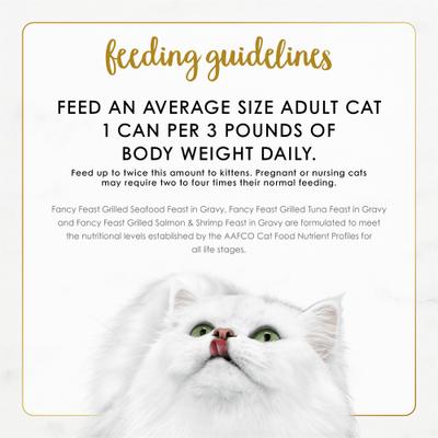 Show full view: Fancy Feast Adult Grilled Seafood Feast Variety Pack in Gravy Wet Cat Food, 3-oz can, case of 30 slide 10 of 14