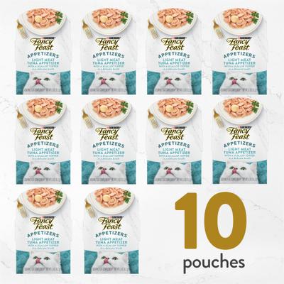 Show full view: Fancy Feast Appetizers Light Meat Tuna with a Scallop Topper Lickable Cat Treats, 1.1-oz tray, case of 10 slide 8 of 11
