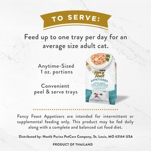 Fancy Feast Appetizers Light Meat Tuna with a Scallop Topper Lickable Cat Treats, 1.1-oz tray, case of 10
