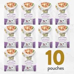 Fancy Feast Appetizers Skipjack Tuna with a Sole Topper Lickable Cat Treats, 1.1-oz tray, case of 10