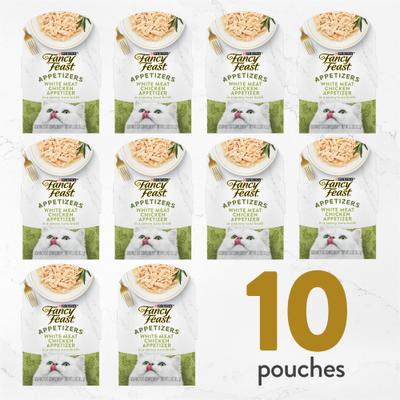 Show full view: Fancy Feast Appetizers White Meat Chicken in a Savory Tuna Broth Lickable Cat Treats, 1.1-oz tray, case of 10 slide 8 of 10