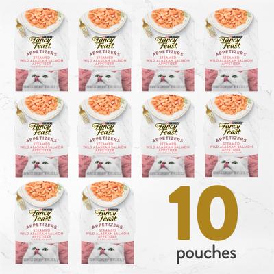 Show full view: Fancy Feast Appetizers Wild Alaskan Salmon in a Delicate Broth Lickable Cat Treats, 1.1-oz tray, case of 10 slide 8 of 11