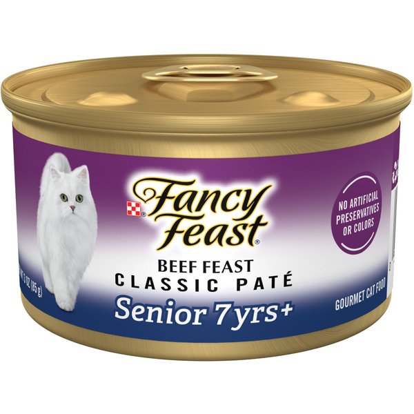 Fancy Feast Beef Feast Classic Pate Senior 7+ Canned Cat Food, 3-oz can, case of 24