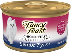 Fancy Feast Chicken Feast Pate Senior 7+ Canned Cat Food, 3-oz can, case of 24