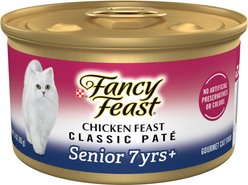 Fancy Feast Chicken Feast Pate Senior 7+ Canned Cat Food, 3-oz can, case of 4