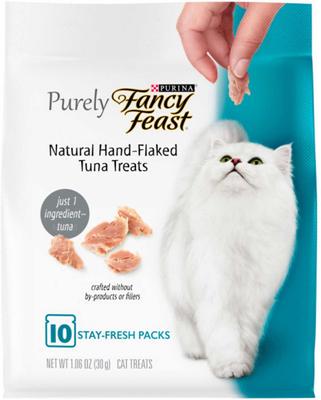 Show full view: Fancy Feast Chunky Chicken Feast Canned Cat Food, 3-oz, case of 24 + Purely Natural Hand-Flaked Tuna Cat Treats, 1.06-oz pouch slide 5 of 7