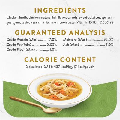 Show full view: Fancy Feast Classic Broths with Chicken & Vegetables Supplemental Wet Cat Food Pouches, 1.4-oz, case of 16 slide 5 of 11