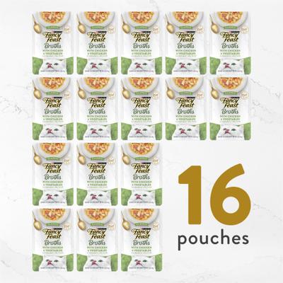 Show full view: Fancy Feast Classic Broths with Chicken & Vegetables Supplemental Wet Cat Food Pouches, 1.4-oz, case of 16 slide 8 of 11