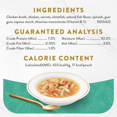 Show full view: Fancy Feast Classic Broths with Chicken, Vegetables & Whitefish Supplemental Wet Cat Food Pouches, 1.4-oz, case of 16 slide 5 of 11