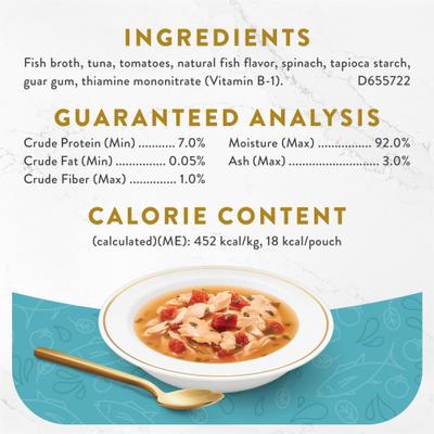 Show full view: Fancy Feast Classic Broths with Tuna & Vegetables Supplemental Wet Cat Food Pouches, 1.4-oz pouch, case of 16 slide 5 of 11