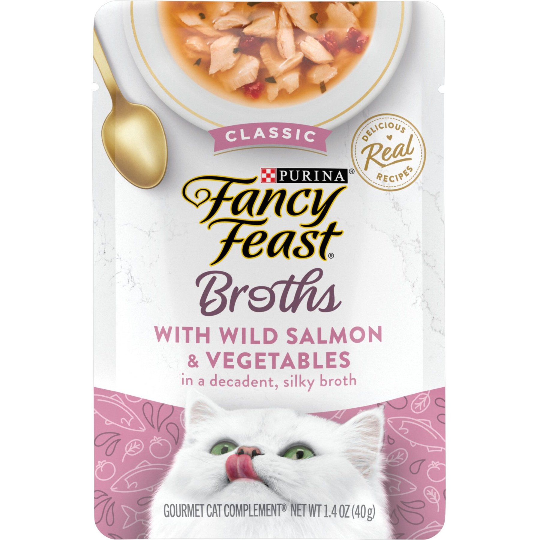 Fancy Feast Classic Broths with Wild Salmon & Vegetables Supplemental Cat Food Pouches