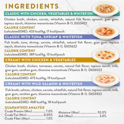 Show full view: Fancy Feast Classic Collection Broths Variety Pack Complement Lickable Wet Cat Food, 1.4-oz pouch, case of 20 slide 5 of 9