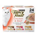 Fancy Feast Classic Collection Chicken & Beef Pate Variety Pack Canned Cat Food, 3-oz can, case of 24