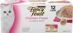 Fancy Feast Classic Pate Chicken Feast Grain-Free Pate Canned Cat Food, 3-oz can, case of 12