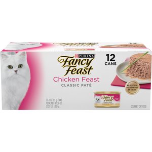Fancy Feast Classic Pate Chicken Feast Grain-Free Pate Canned Cat Food, 3-oz can, case of 12