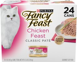 Fancy Feast Classic Pate Chicken Feast Grain-Free Pate Canned Cat Food, 3-oz can, case of 24