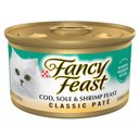 Fancy Feast Classic Pate Cod, Sole & Shrimp Feast Canned Cat Food, 3-oz can, case of 24