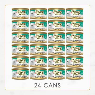 Show full view: Fancy Feast Classic Pate Cod, Sole & Shrimp Feast Canned Cat Food, 3-oz, case of 24 slide 3 of 12