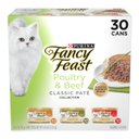 Fancy Feast Classic Poultry & Beef Pate Collection Feast Variety Pack Wet Cat Food, 3-oz can, case of 30