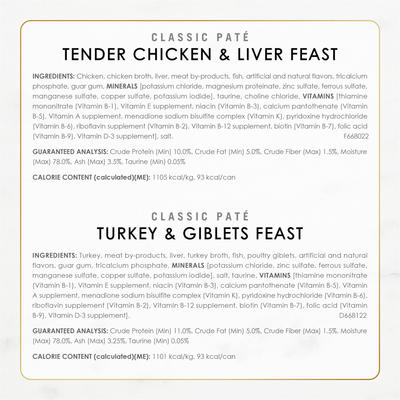 Show full view: Fancy Feast Classic Poultry & Beef Pate Collection Feast Variety Pack Wet Cat Food, 3-oz can, bundle of 90  slide 4 of 10